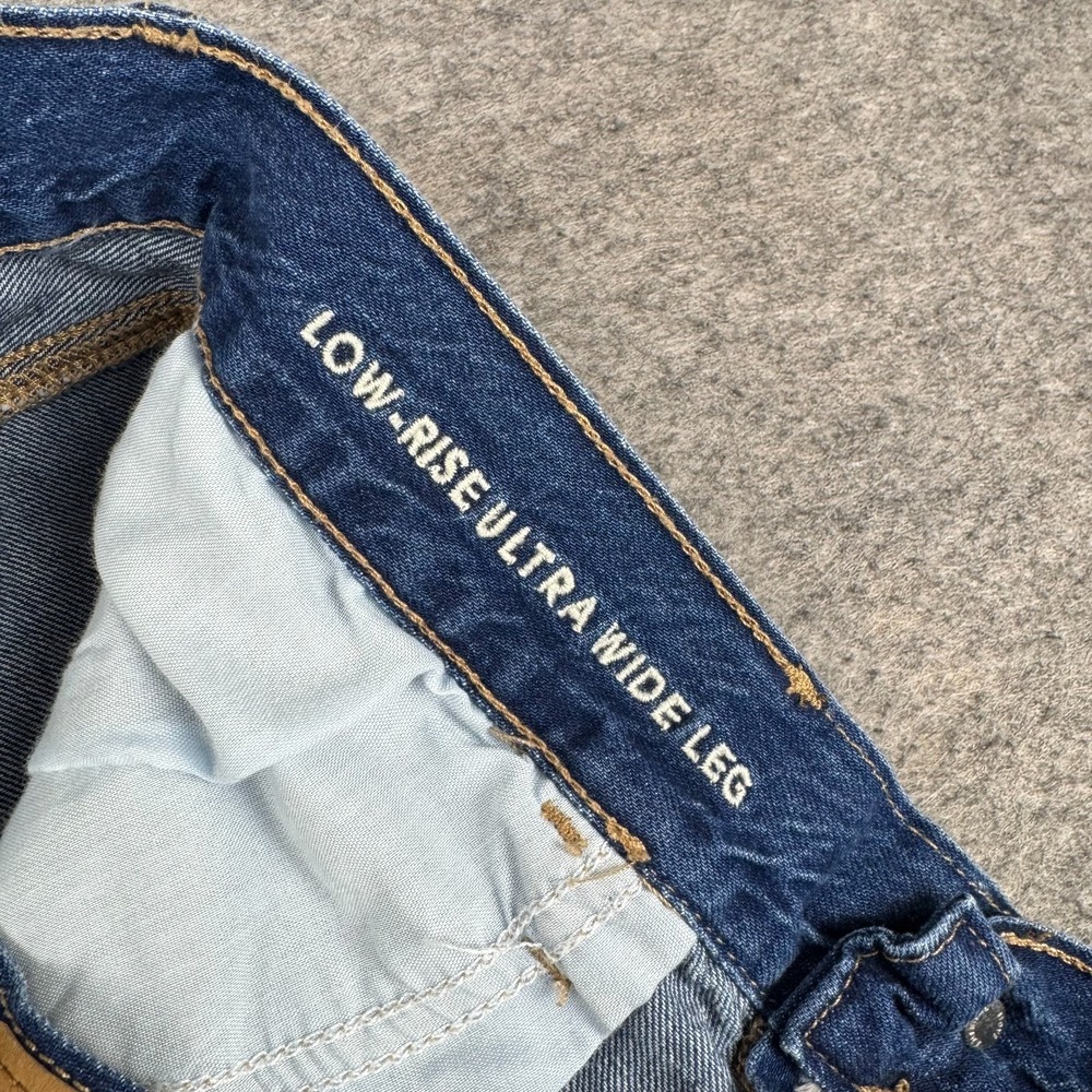 American Eagle Low Rise Ultra Wide Leg Denim Jeans 30" Cotton Blue Womens 4 - Picture 5 of 14